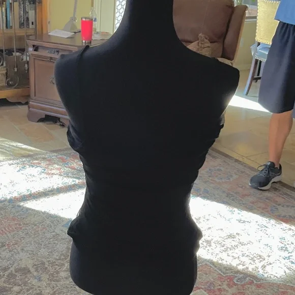 Studio M Black Gauzy Spaghetti Strap Ivory Heart Top  Sz Medium - Picture 2 of 5